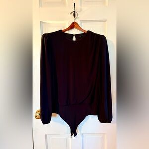 Express Black Long Sleeve Bodysuit w Shoulder Detail